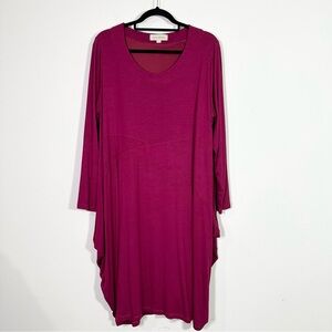 Isolde Roth Fucshia Scoop Neck Long Sleeve Lagenlook Tunic Dress